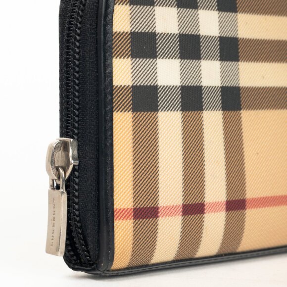 Burberry House-Check Leather-Trim Long Zip Wallet - Picture 6 of 9